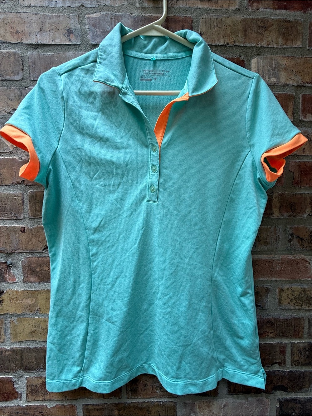 Nike Dri-Fit Golf Teal Orange Polo Women’s Size Large Top Shirt